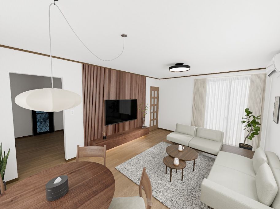The same LDK shown with a renovation concept and new furniture