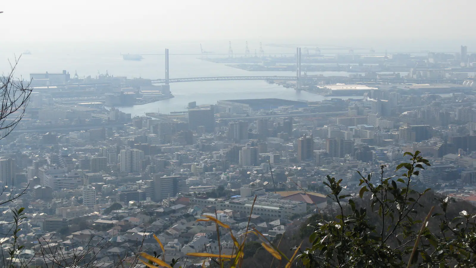 Ashiya neighborhoods between the Rokko hills and Osaka Bay