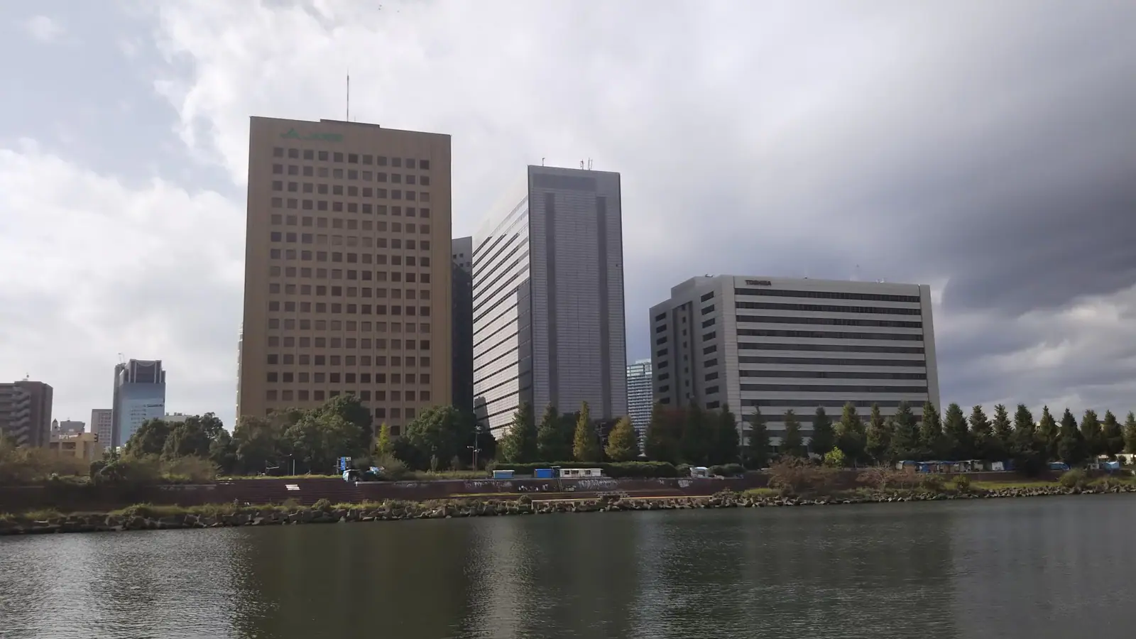 Kawasaki skyline viewed across the Tama River