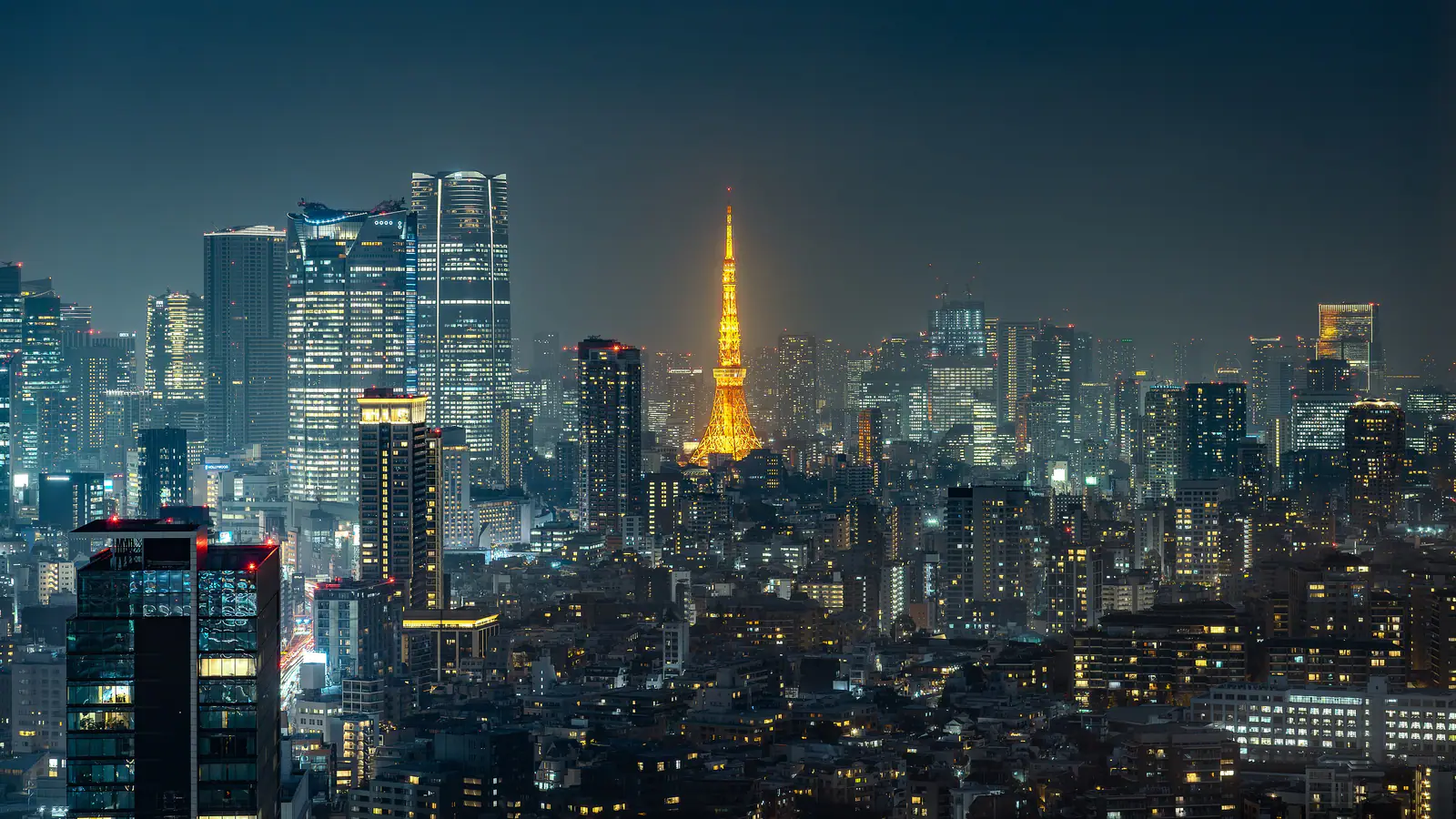 Tokyo Tower rising above the streets of Minato, central Tokyo