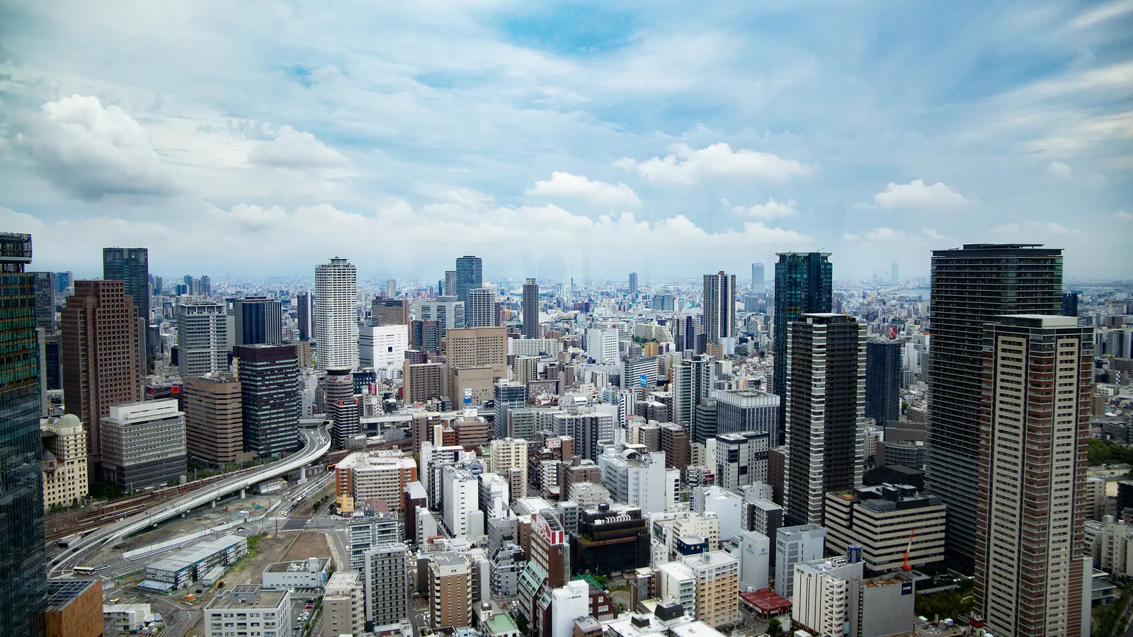 The skyline of Osaka, the largest city in western Japan