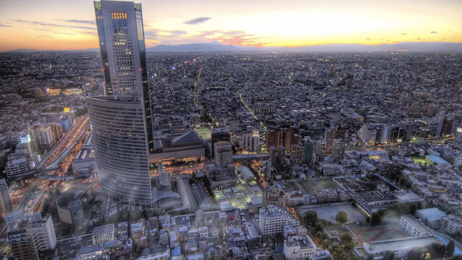 The Shinjuku skyline of central Tokyo at sunset