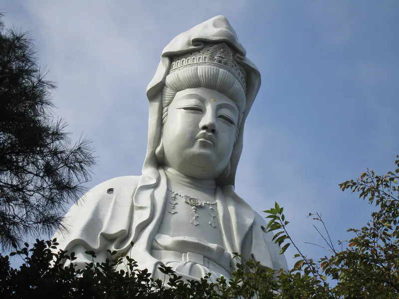 The Byakue Daikannon statue overlooking Takasaki, Gunma