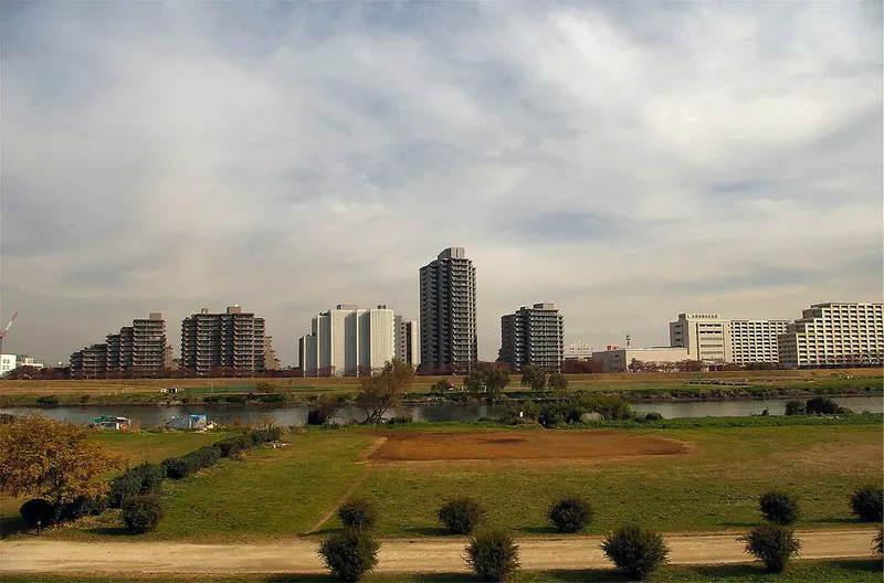 The skyline of Kawasaki, the Kanagawa city between Tokyo and Yokohama
