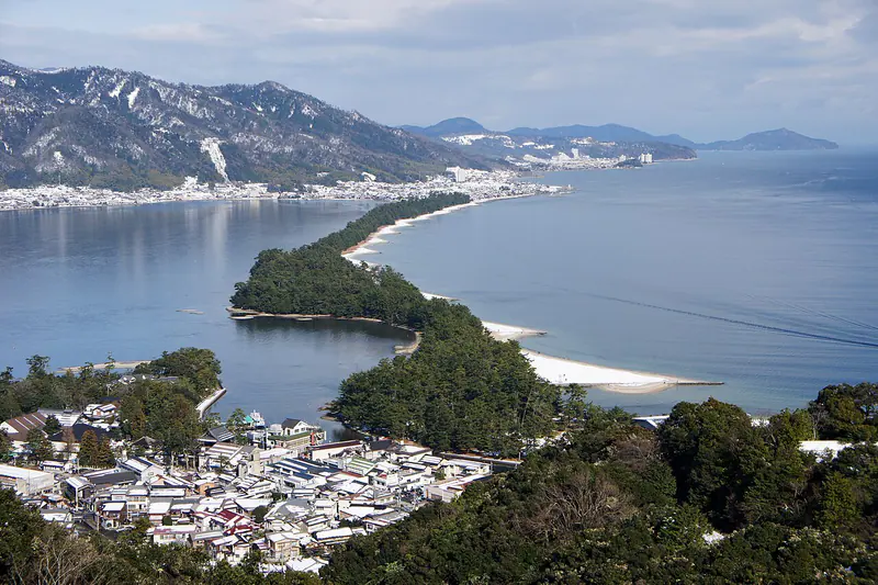 The Amanohashidate sand bar on the Sea of Japan coast of northern Kyoto