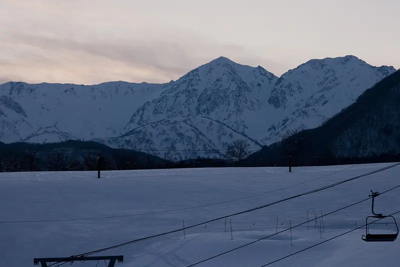 The peaks above the Hakuba ski valley in the Northern Alps, Nagano