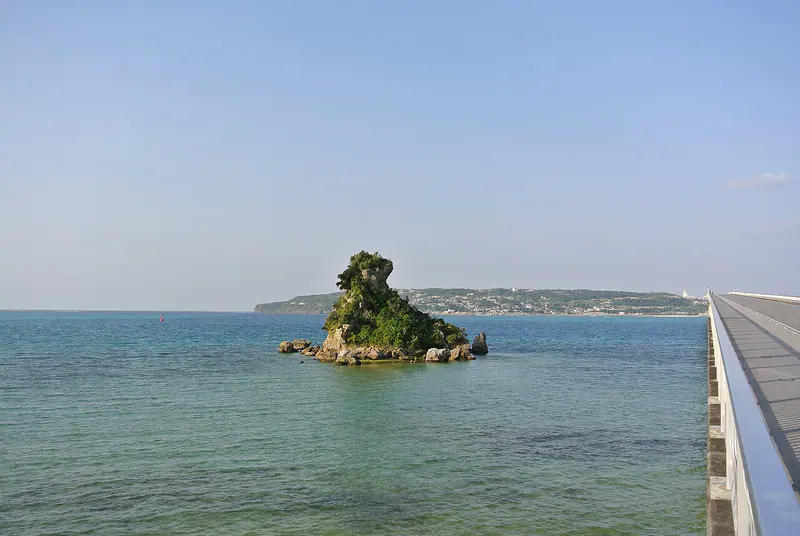 Kouri Bridge crossing the sea in northern Okinawa