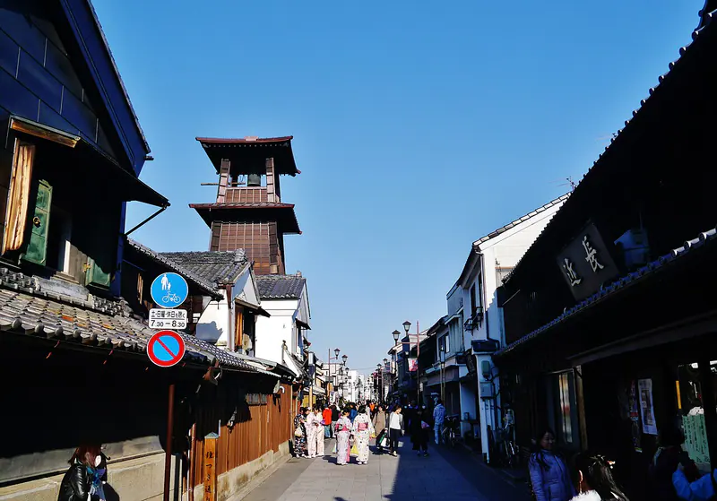 The Toki no Kane bell tower above the Edo-era streets of Kawagoe, Saitama