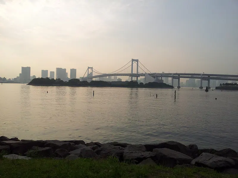 The Rainbow Bridge seen from Odaiba on Tokyo Bay
