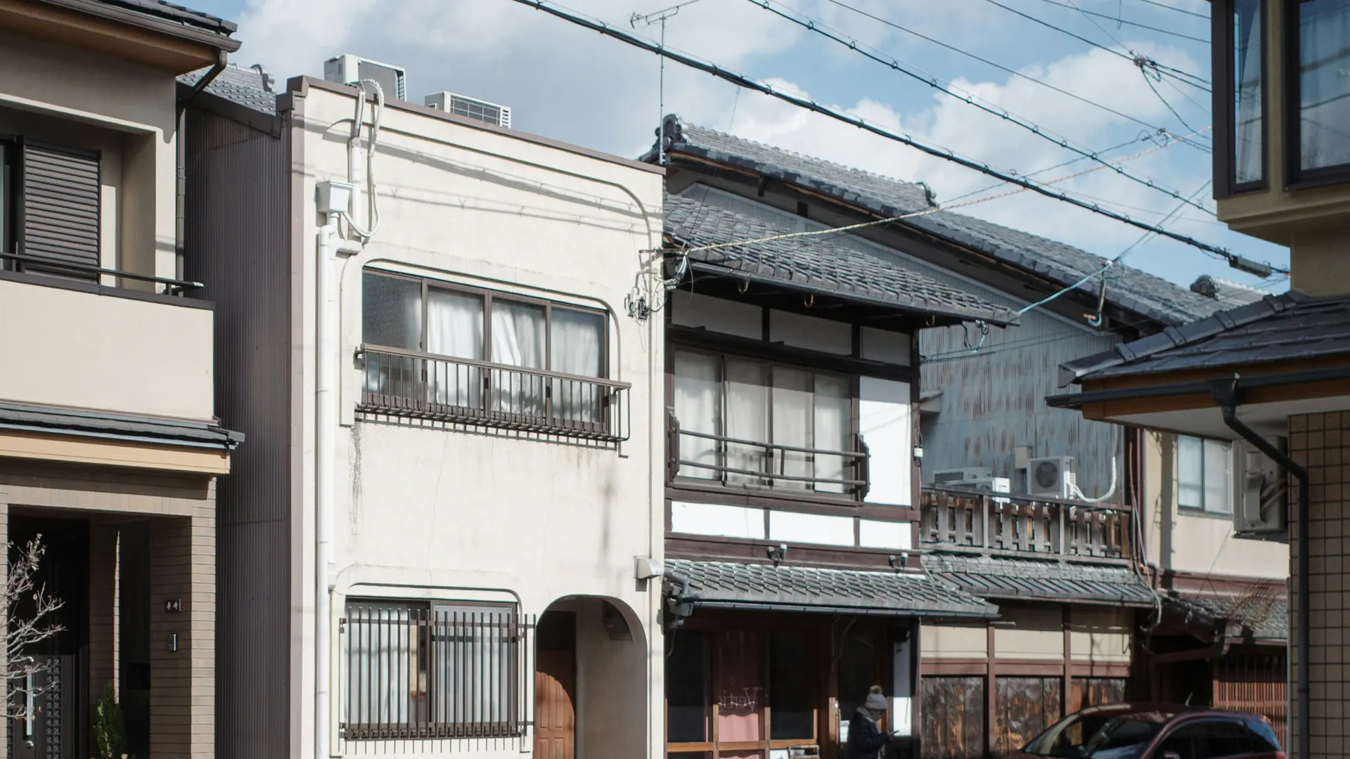 Quiet residential street in Kyoto, Japan