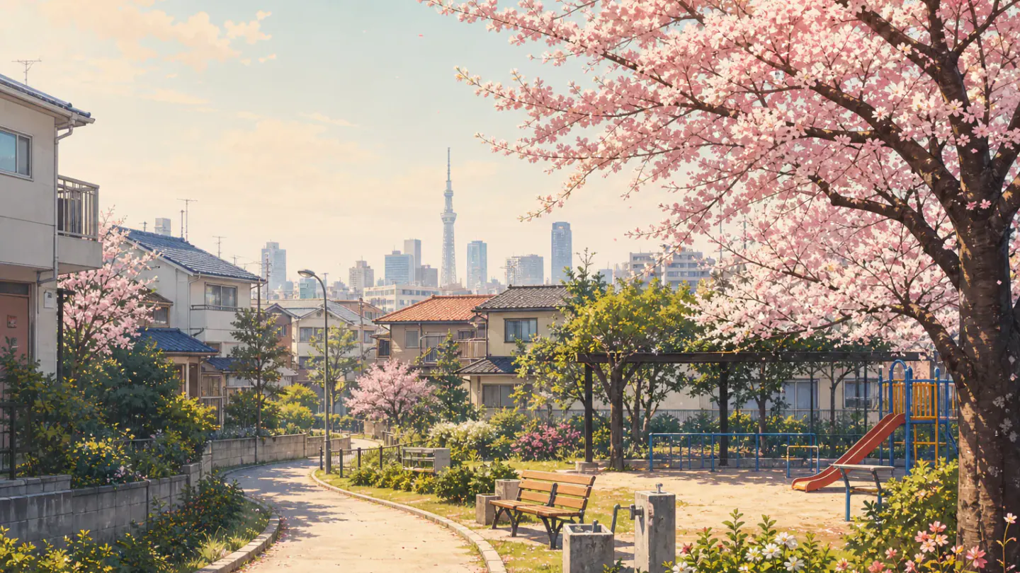 Yazaike Park cherry blossoms near JT Terrace House